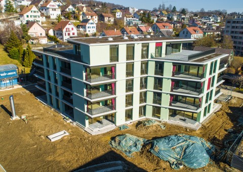 Aktuelle Impressionen der Wohnüberbauung "Gloggeguet" Schaffhausen. Bezug ab April 2021